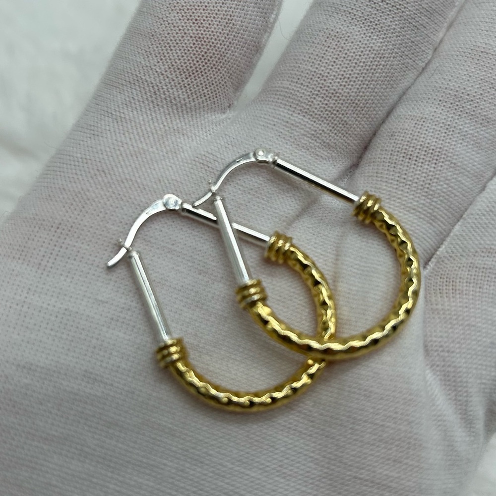 Source Unknown Gold and Silver Two-Tone Hoop Earrings